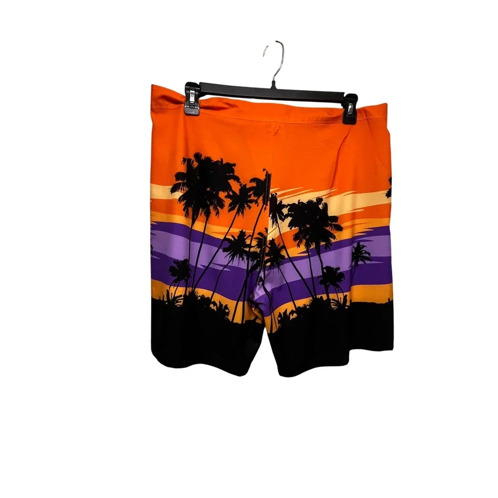 FOCO Clemson Tigers Mens 2XL Board Shorts Sunset Palm Tree Swim Trunks NWT